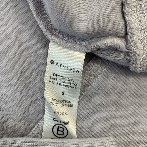 Athleta Sundown Women’s S Dip Dye Crew Sweatshirt Purple Ombre Cotton Pullover - Picture 3 of 6